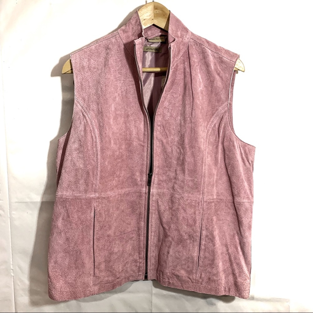 NWT Ruff Hewn Suade Pink Vest Zip Front size large